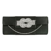 Evening Bag - 12 PCS - Satin w/ Rhinestone Accent Charm - BG-90790B